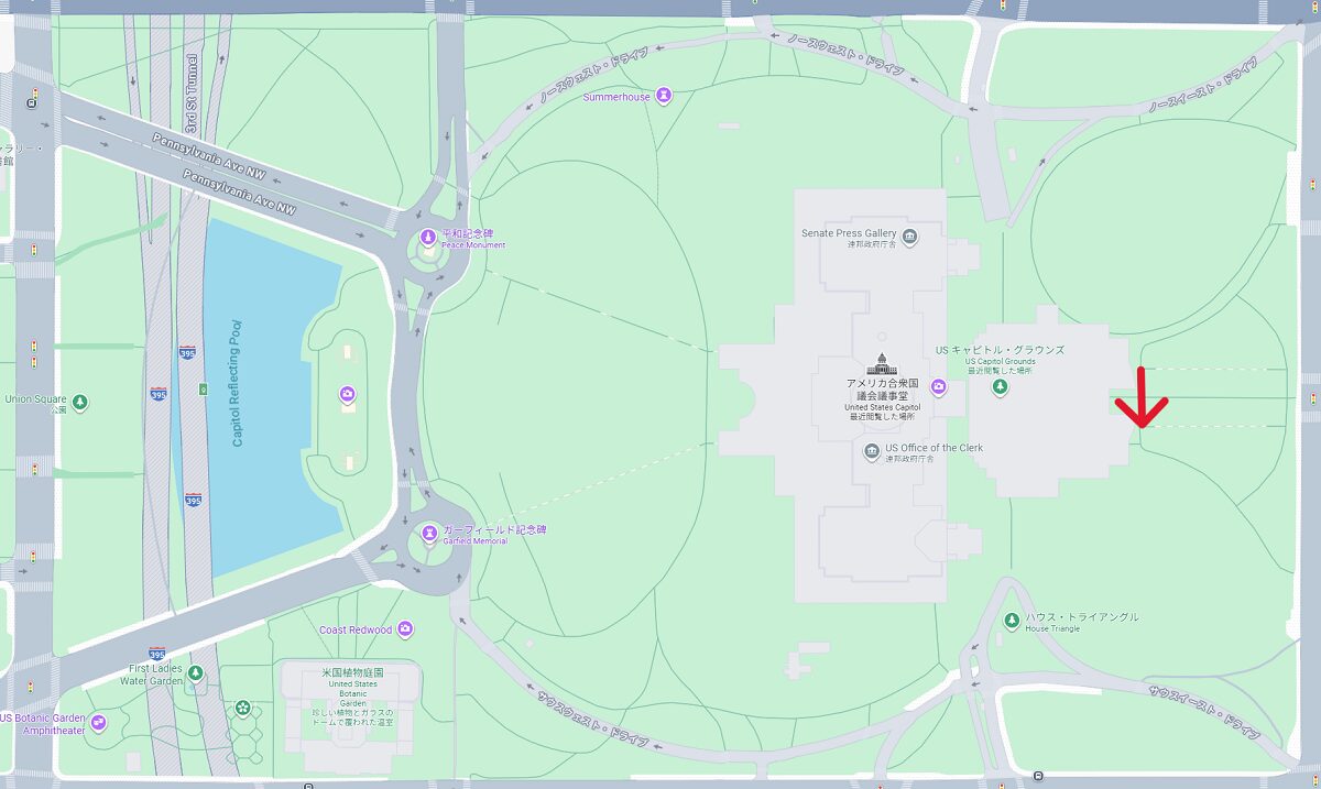 アメリカ国会議事堂 ビジターセンター場所
