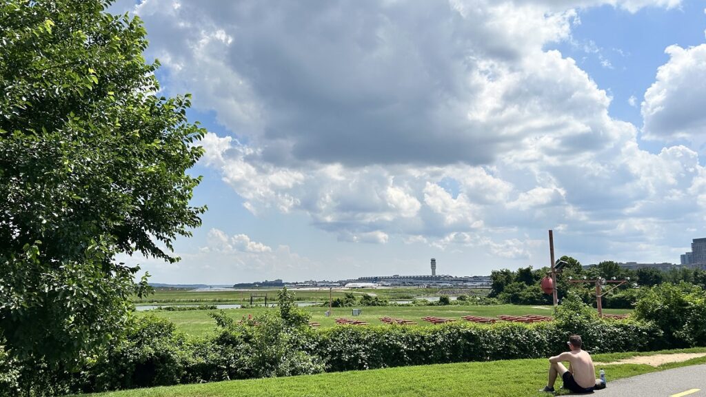Gravelly Point Parkから見えるレーガン空港