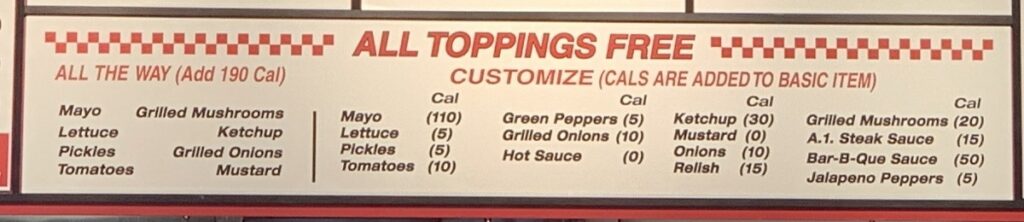 ファイブガイズのメニュー