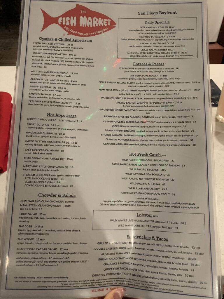 The Fish Market（ザ・フィッシュマーケット）メニュー